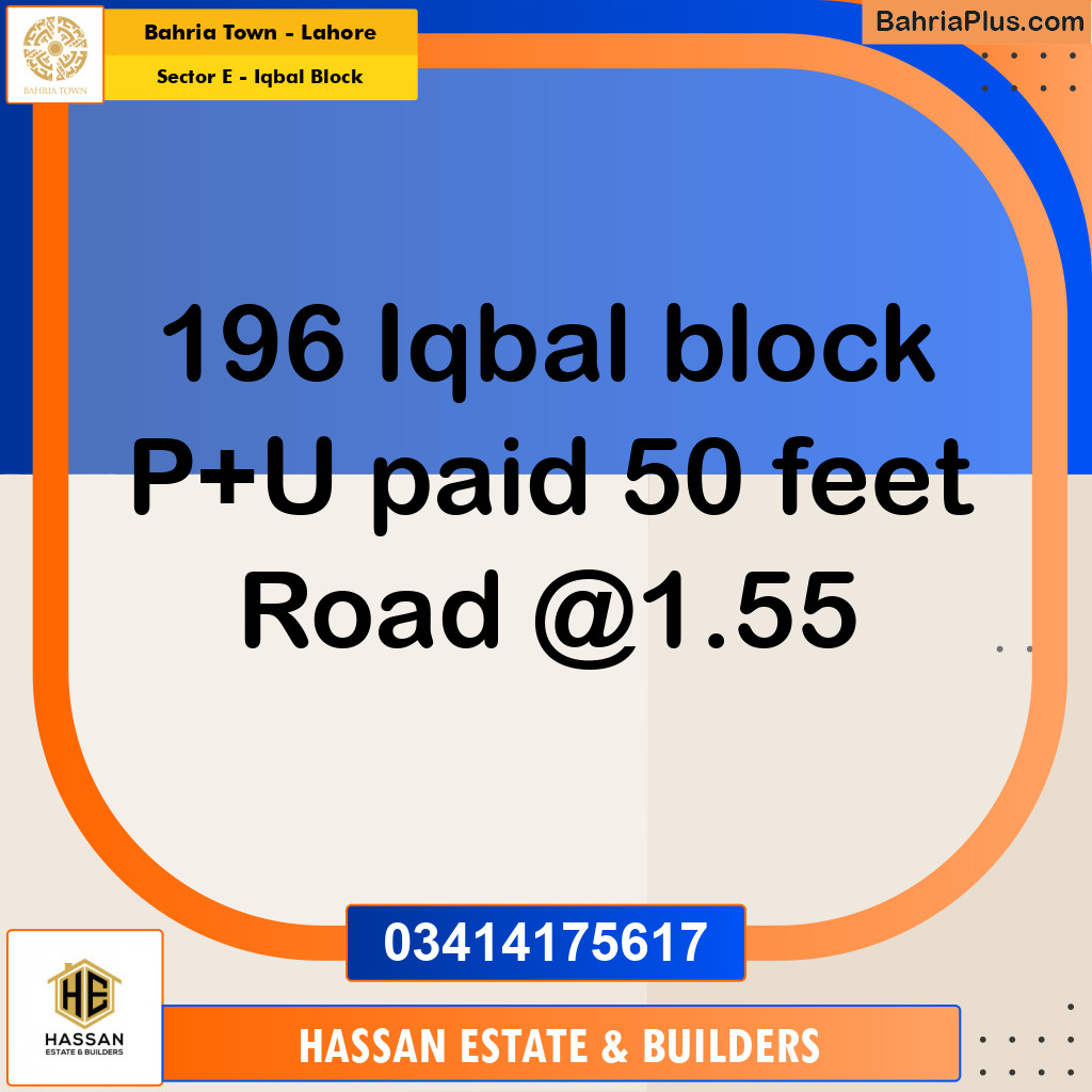 10 Marla Residential Plot for Sale in Sector E - Iqbal Block -  Bahria Town, Lahore - (BP-260133)