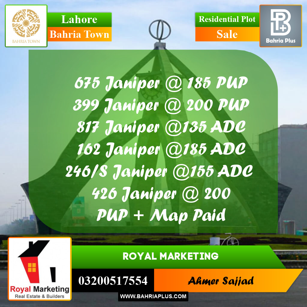 Residential Plot for Sale in Bahria Town, Lahore - (BP-260134)