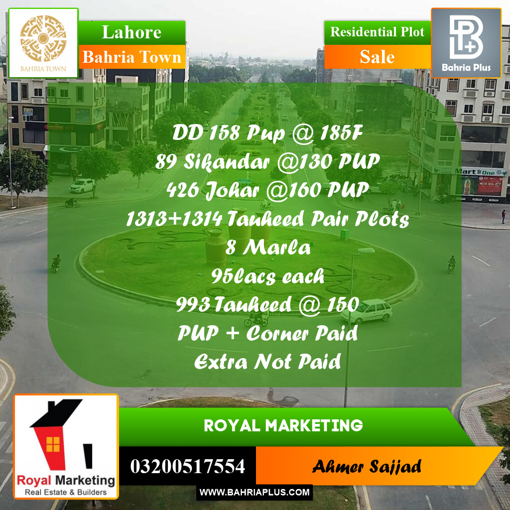 Residential Plot for Sale in Bahria Town, Lahore - (BP-260135)