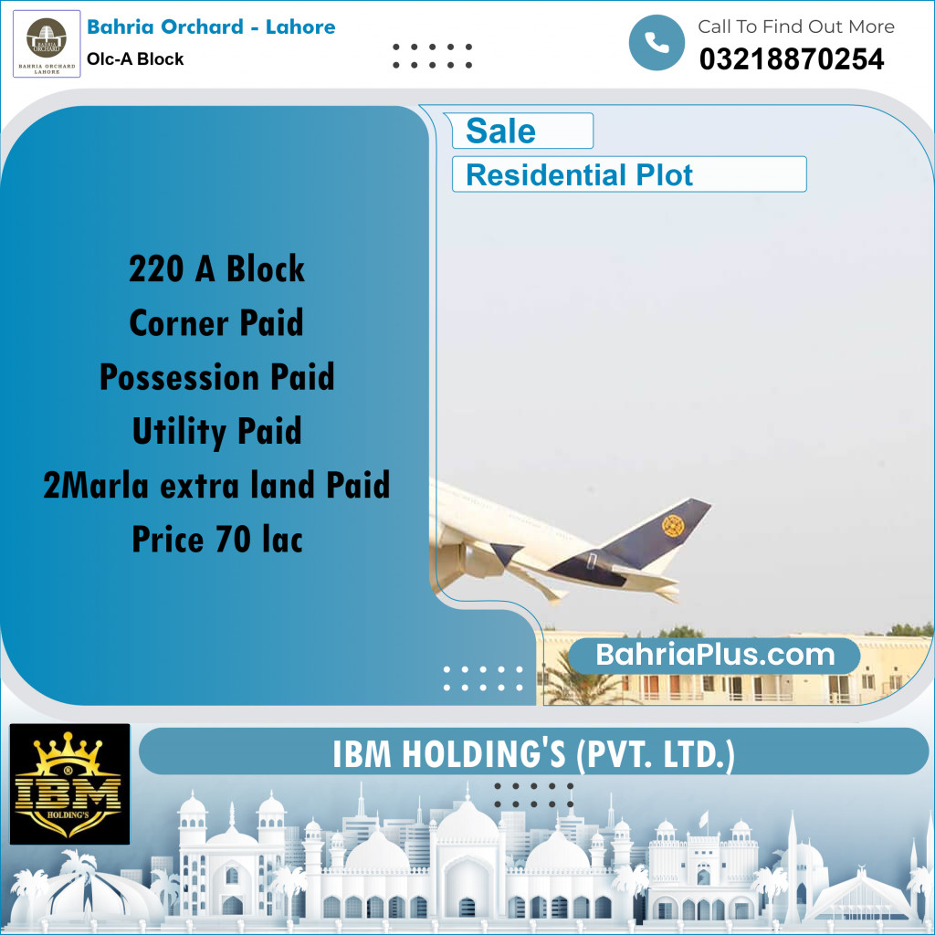 7 Marla Residential Plot for Sale in OLC-A Block -  Bahria Orchard, Lahore - (BP-260155)