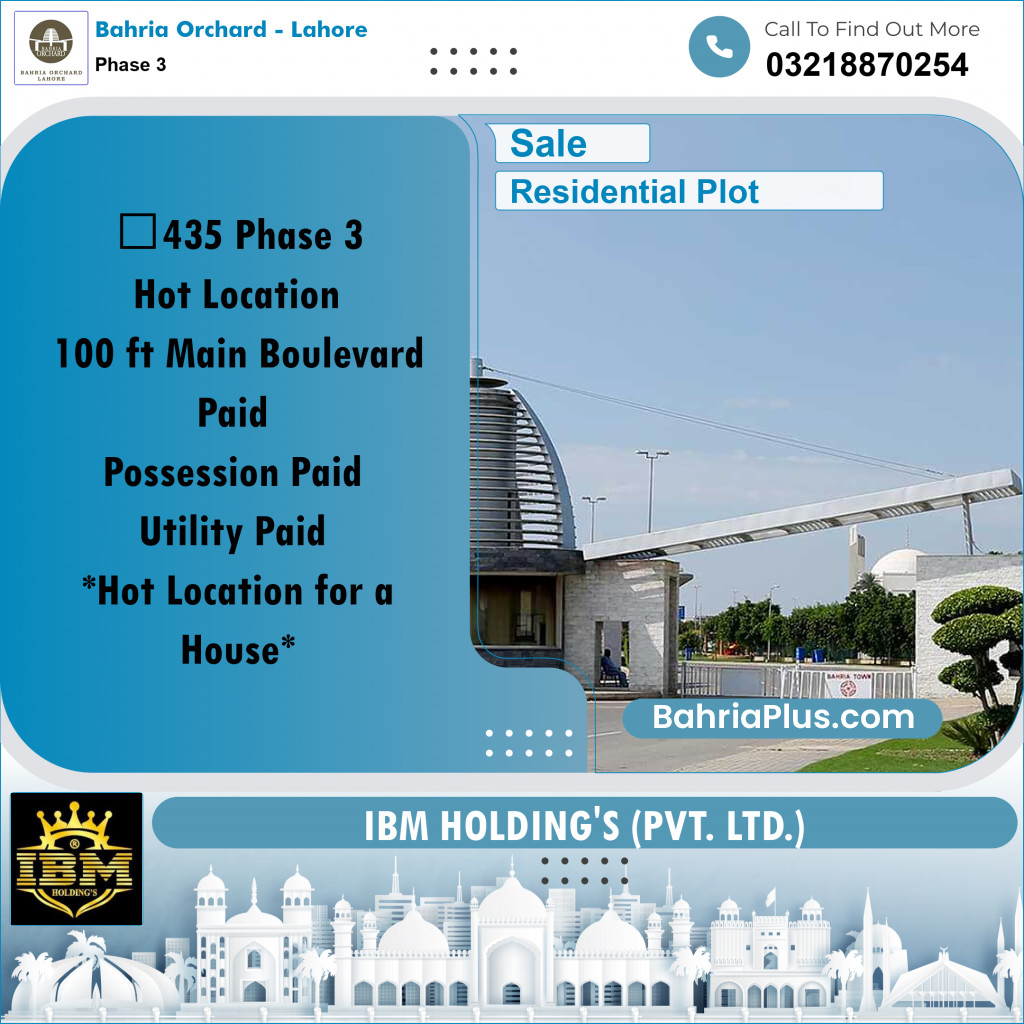 8 Marla Residential Plot for Sale in Phase 3 -  Bahria Orchard, Lahore - (BP-260157)