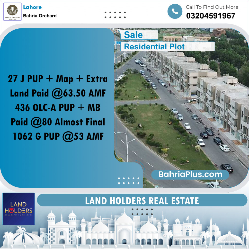 Residential Plot for Sale in Bahria Orchard, Lahore - (BP-260208)