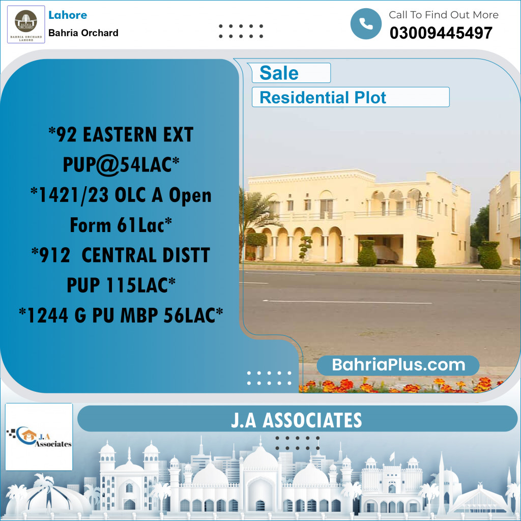 Residential Plot for Sale in Bahria Orchard, Lahore - (BP-260221)