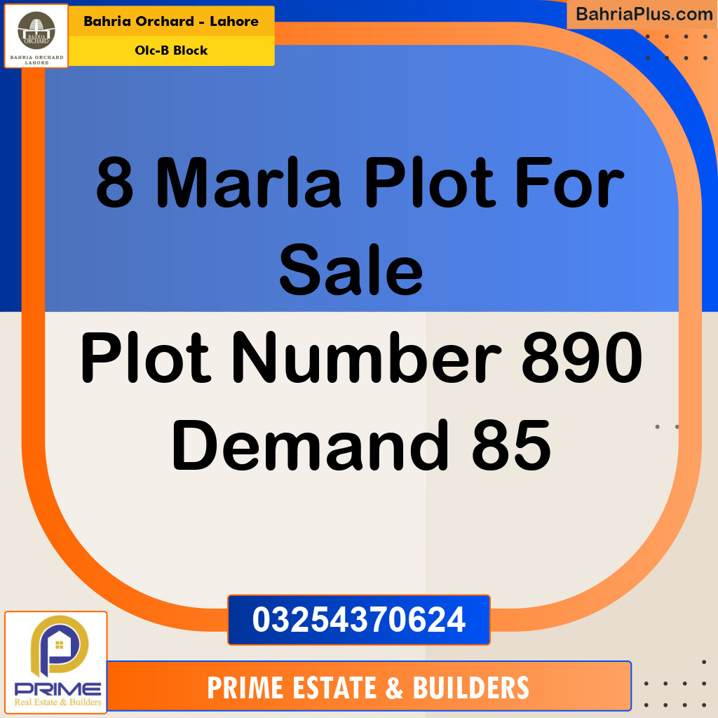 8 Marla Residential Plot for Sale in OLC-B Block -  Bahria Orchard, Lahore - (BP-260239)