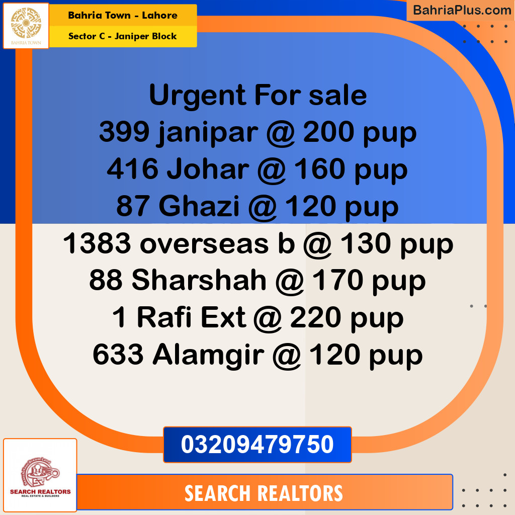 10 Marla Residential Plot for Sale in Sector C - Janiper Block -  Bahria Town, Lahore - (BP-260245)