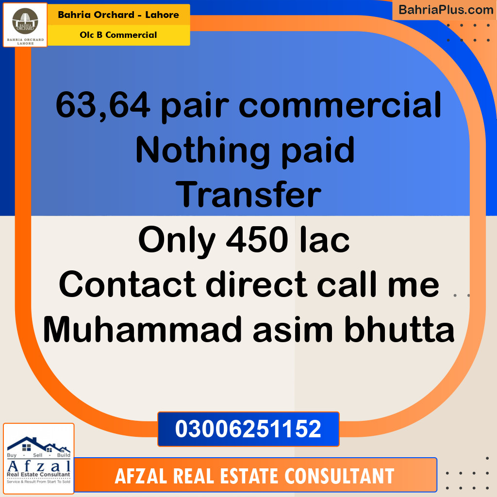 5 Marla Commercial Plot for Sale in OLC B Commercial -  Bahria Orchard, Lahore - (BP-260252)