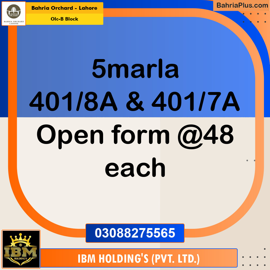 5 Marla Residential Plot for Sale in OLC-B Block -  Bahria Orchard, Lahore - (BP-260293)