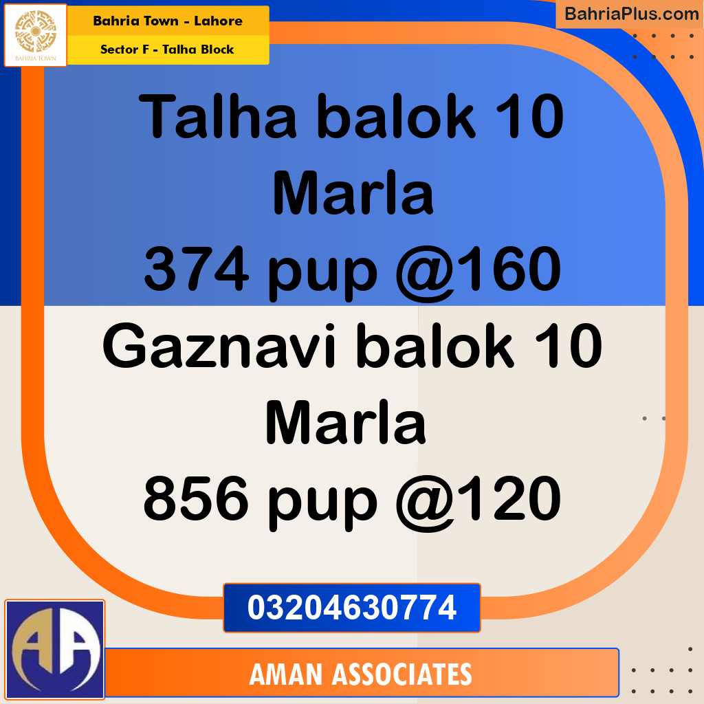 10 Marla Residential Plot for Sale in Sector F - Talha Block -  Bahria Town, Lahore - (BP-260310)