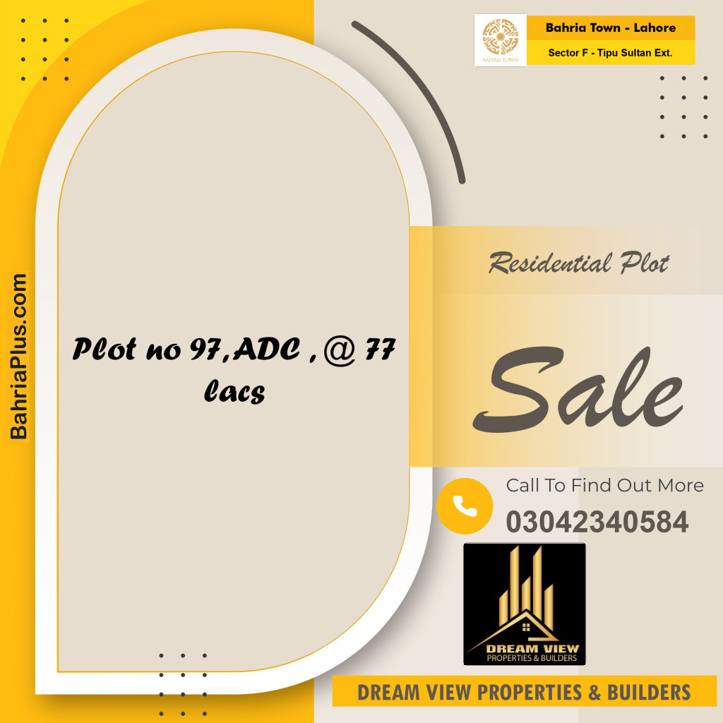 5 Marla Residential Plot for Sale in Sector F - Tipu Sultan Ext. -  Bahria Town, Lahore - (BP-260330)
