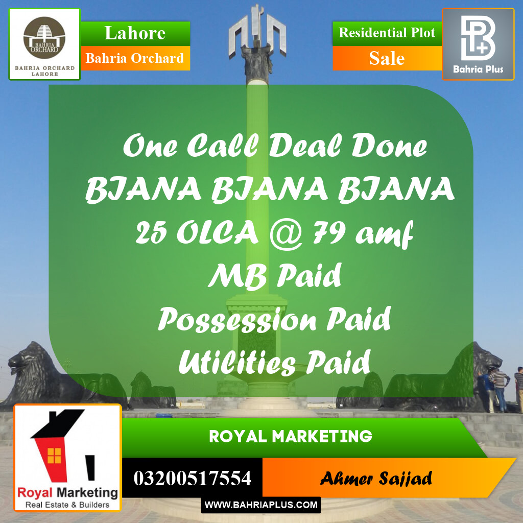 Residential Plot for Sale in Bahria Orchard, Lahore - (BP-260338)