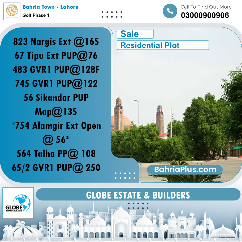 Residential Plot for Sale in Golf Phase 1 -  Bahria Town, Lahore - (BP-260351)