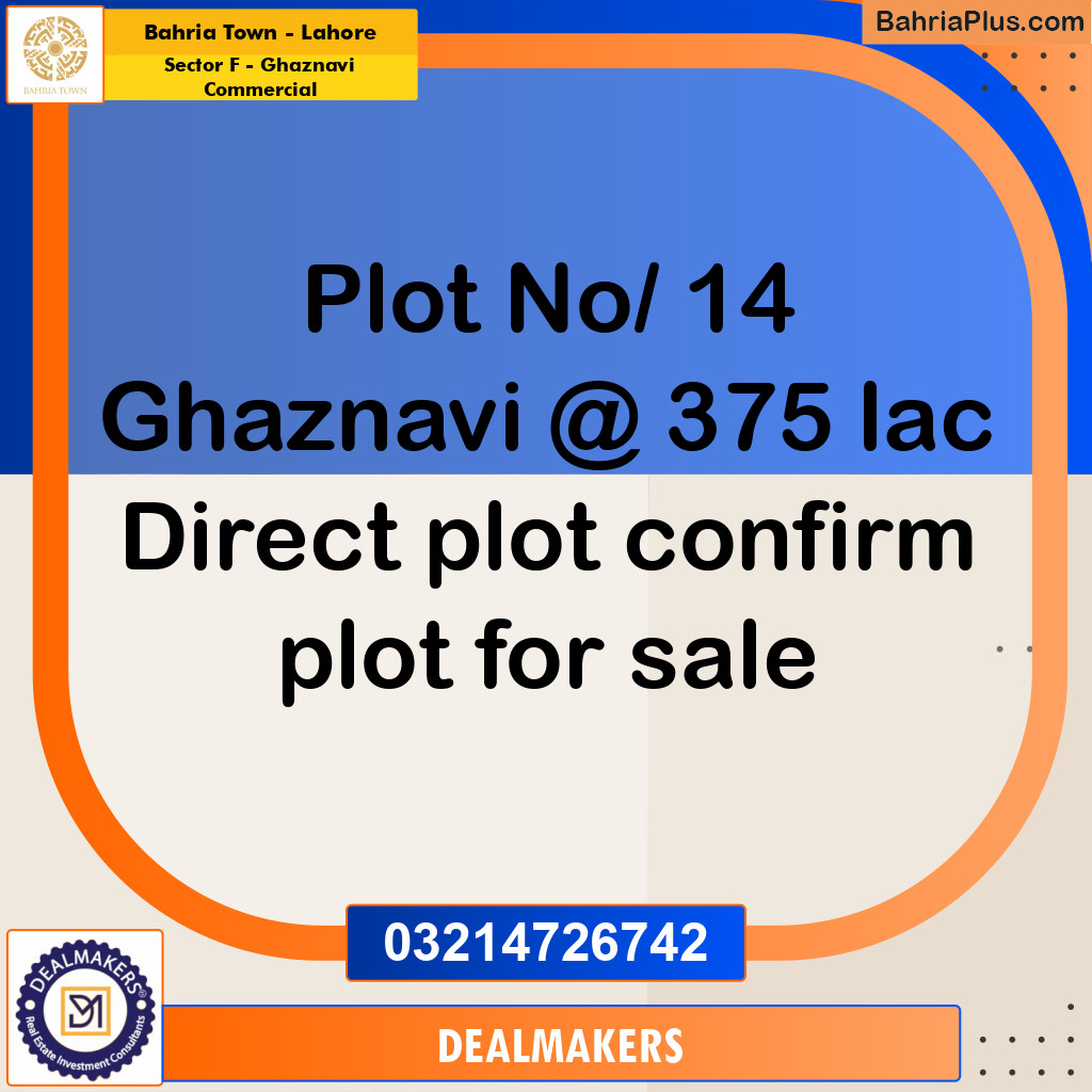 5 Marla Commercial Plot for Sale in Sector F - Ghaznavi Commercial -  Bahria Town, Lahore - (BP-260372)