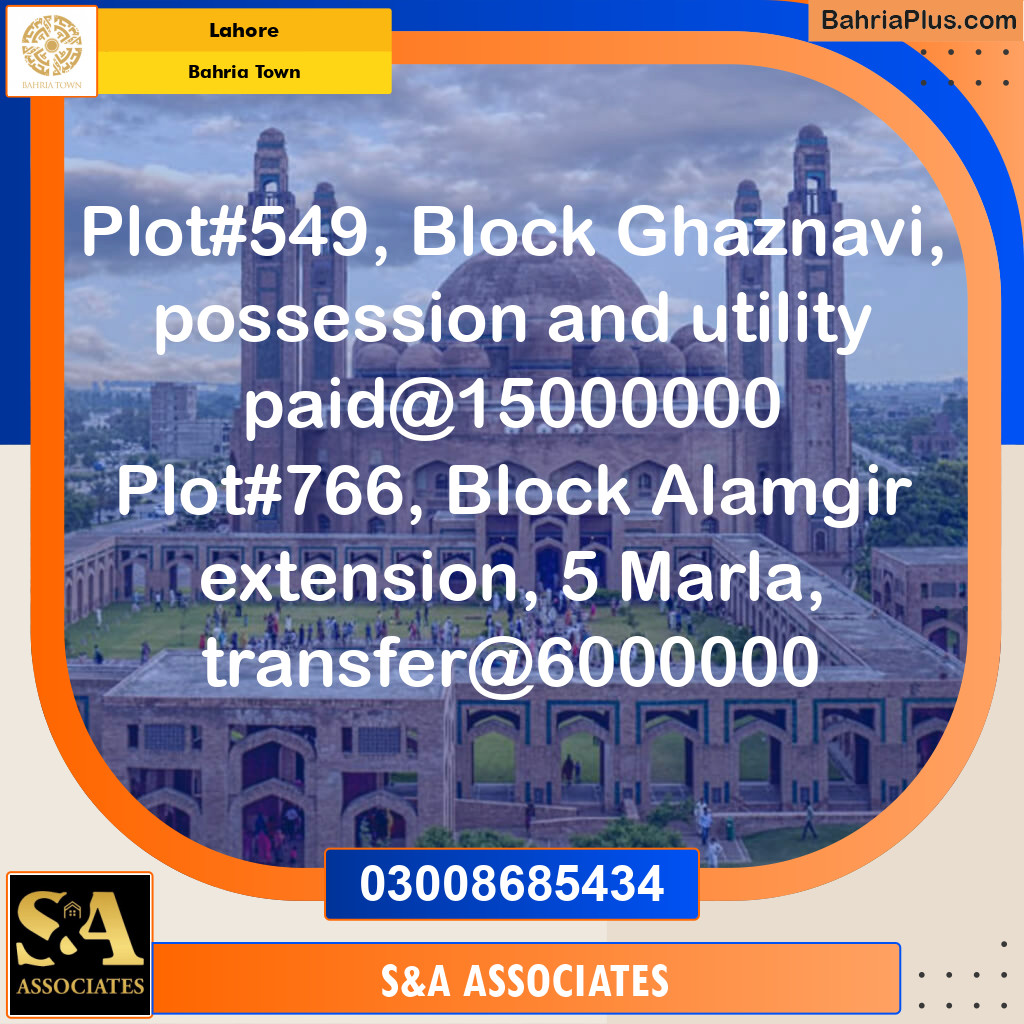 Residential Plot for Sale in Bahria Town, Lahore - (BP-260376)