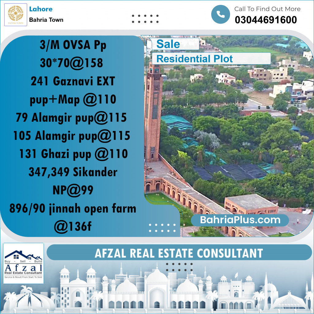 Residential Plot for Sale in Bahria Town, Lahore - (BP-260381)
