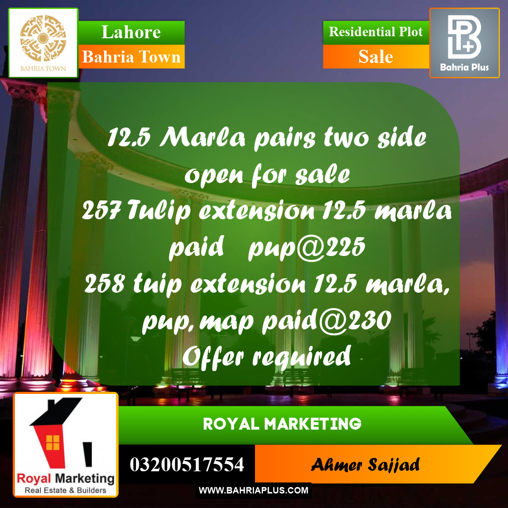 Residential Plot for Sale in Bahria Town, Lahore - (BP-260406)
