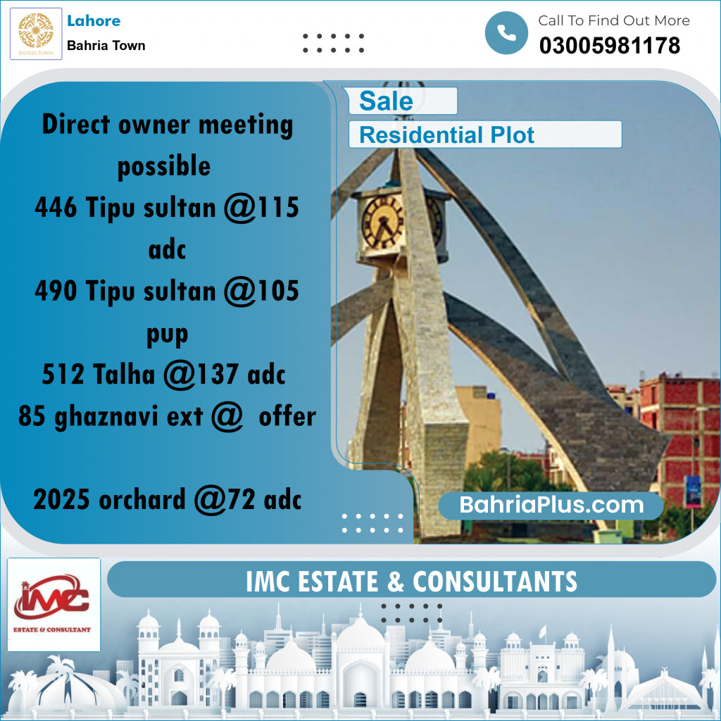 Residential Plot for Sale in Bahria Town, Lahore - (BP-260413)