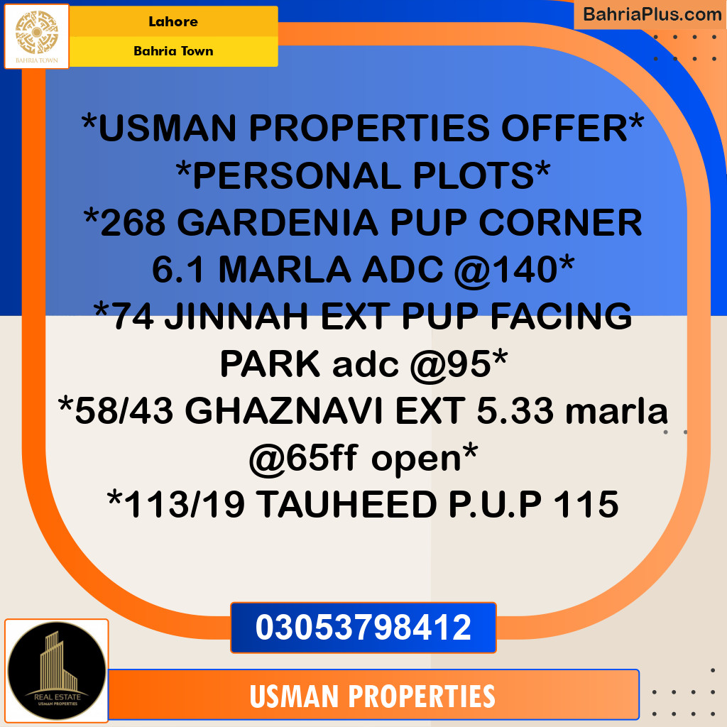 Residential Plot for Sale in Bahria Town, Lahore - (BP-260460)