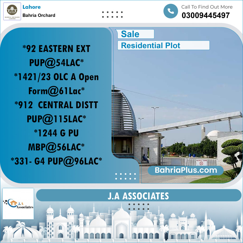 Residential Plot for Sale in Bahria Orchard, Lahore - (BP-260475)