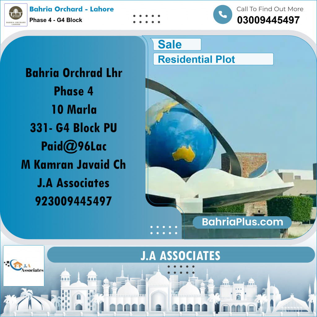 10 Marla Residential Plot for Sale in Phase 4 - G4 Block -  Bahria Orchard, Lahore - (BP-260491)