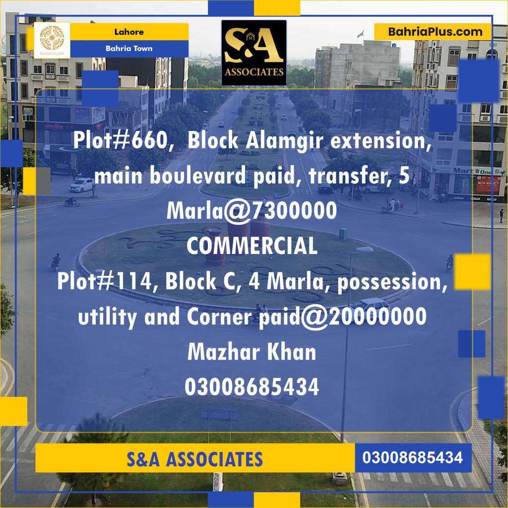 Residential Plot for Sale in Bahria Town, Lahore - (BP-260513)