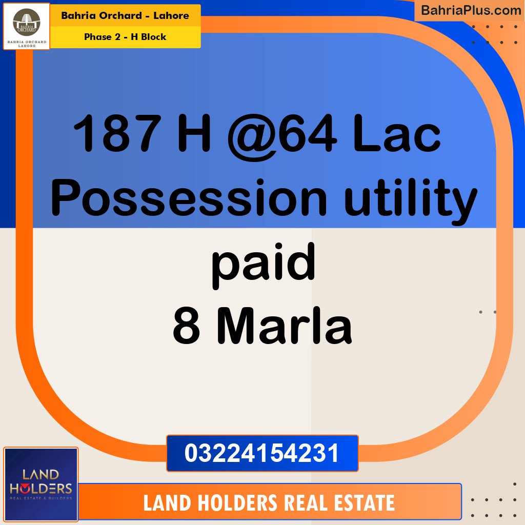 8 Marla Residential Plot for Sale in Phase 2 - H Block -  Bahria Orchard, Lahore - (BP-260544)