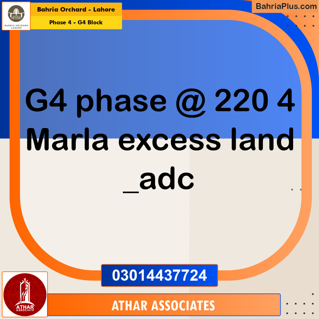 Residential Plot for Sale in Phase 4 - G4 Block -  Bahria Orchard, Lahore - (BP-260618)
