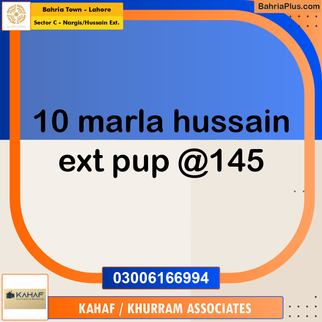 10 Marla Residential Plot for Sale in Sector C - Nargis/Hussain Ext. -  Bahria Town, Lahore - (BP-260629)