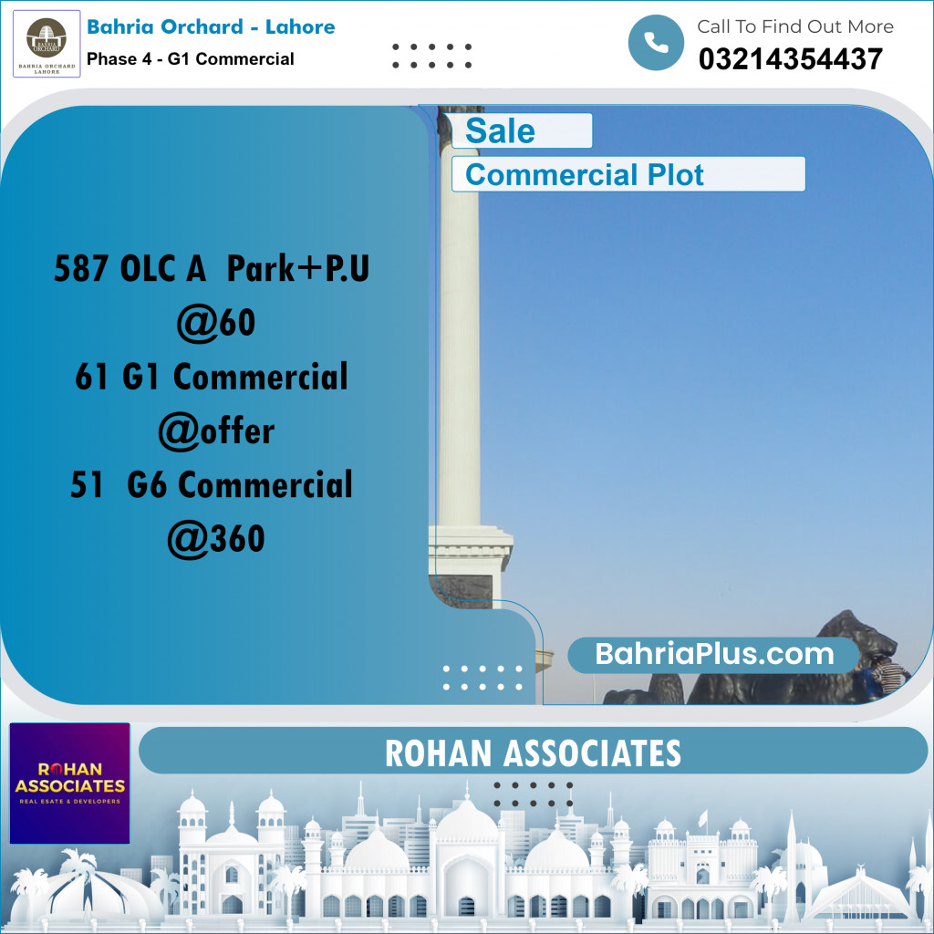 Commercial Plot for Sale in Phase 4 - G1 Commercial -  Bahria Orchard, Lahore - (BP-260644)