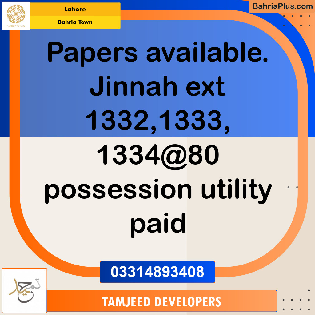 Residential Plot for Sale in Bahria Town, Lahore - (BP-260653)