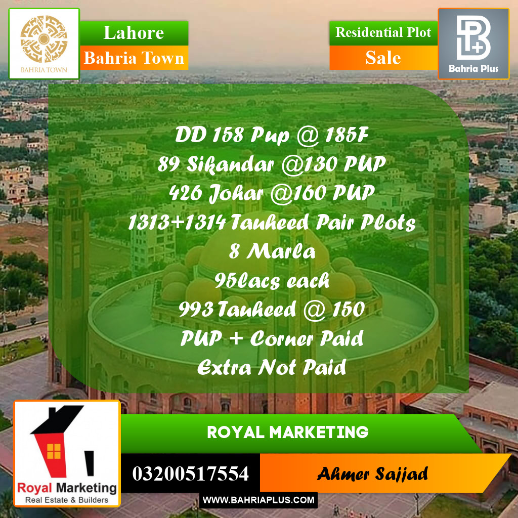 Residential Plot for Sale in Bahria Town, Lahore - (BP-260677)