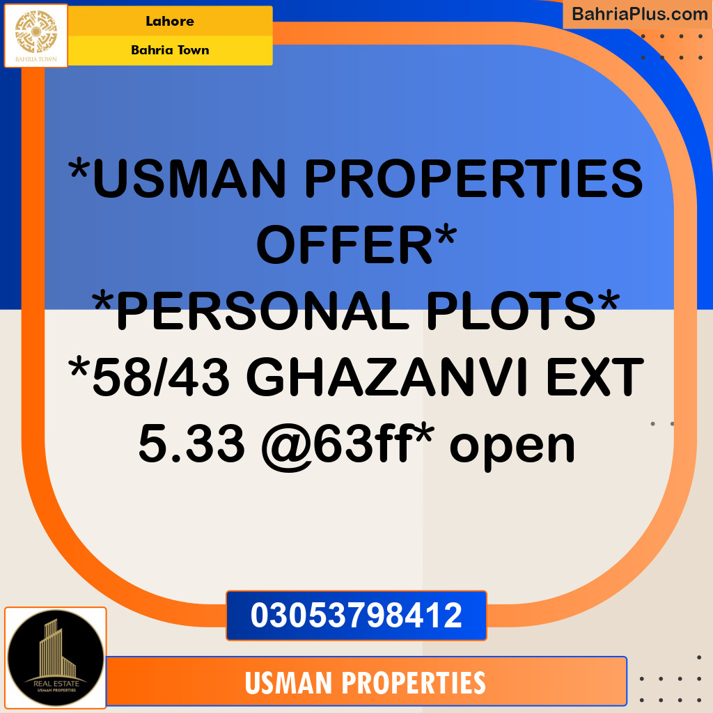 Residential Plot for Sale in Bahria Town, Lahore - (BP-260736)