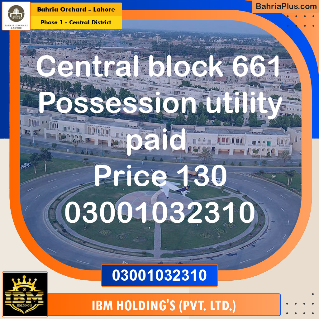 10 Marla Residential Plot for Sale in Phase 1 - Central District -  Bahria Orchard, Lahore - (BP-260790)