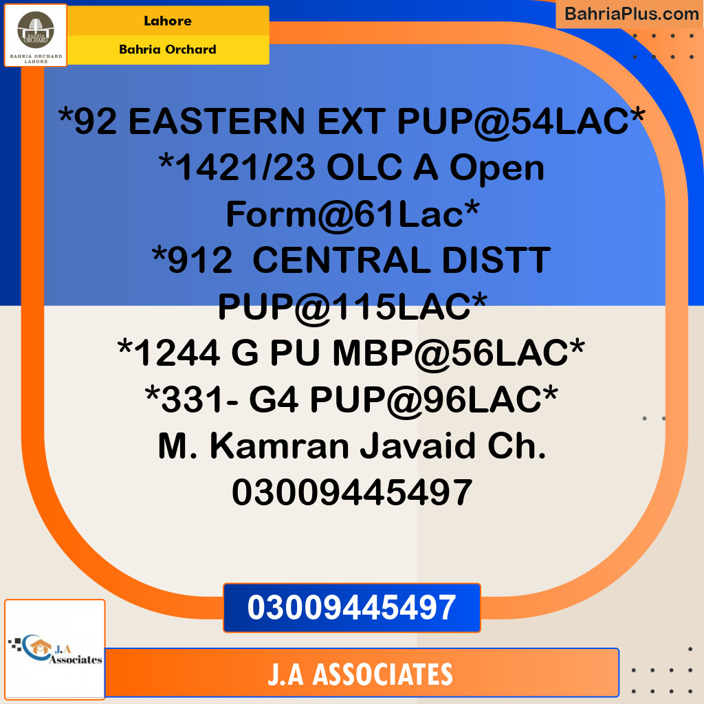 Residential Plot for Sale in Bahria Orchard, Lahore - (BP-260795)