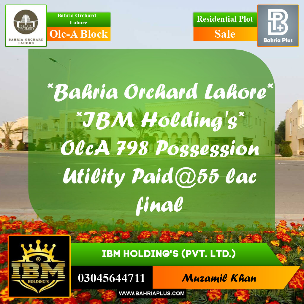 5 Marla Residential Plot for Sale in OLC-A Block -  Bahria Orchard, Lahore - (BP-260797)