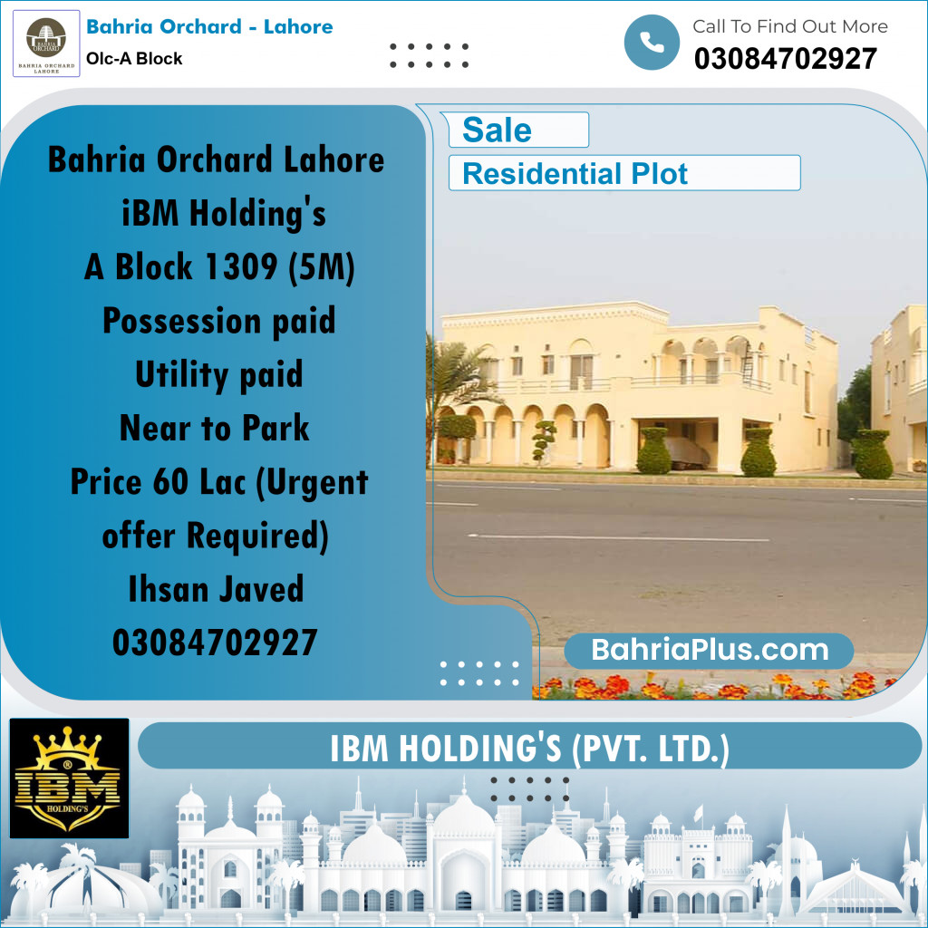 5 Marla Residential Plot for Sale in OLC-A Block -  Bahria Orchard, Lahore - (BP-260831)