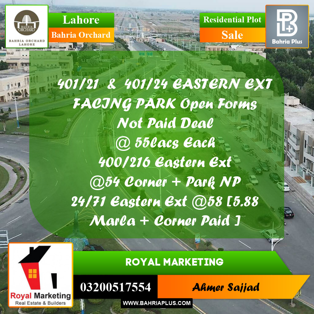 Residential Plot for Sale in Bahria Orchard, Lahore - (BP-260868)