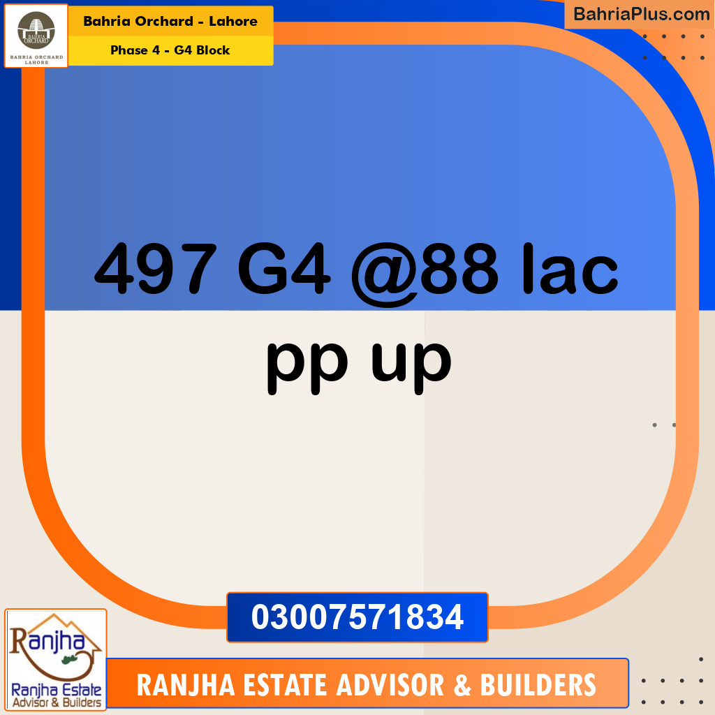 10 Marla Residential Plot for Sale in Phase 4 - G4 Block -  Bahria Orchard, Lahore - (BP-260902)