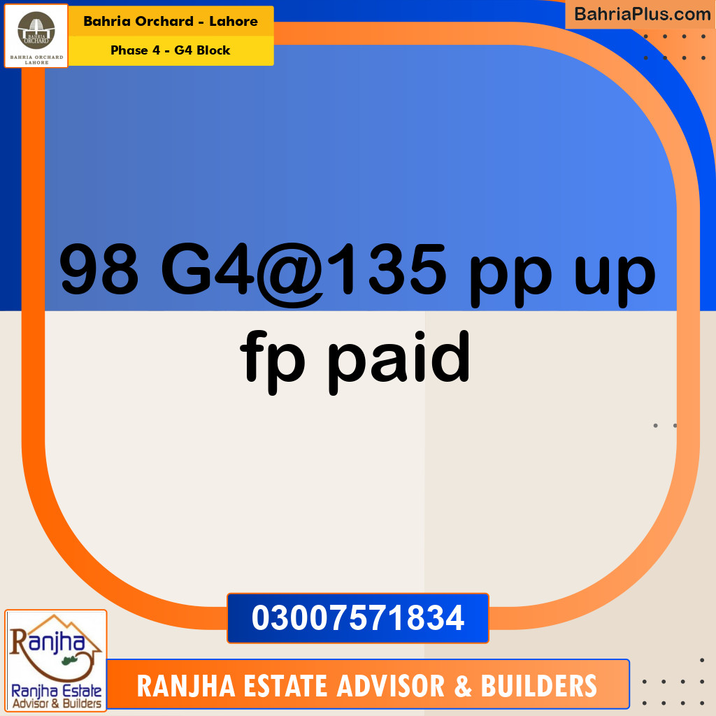 10 Marla Residential Plot for Sale in Phase 4 - G4 Block -  Bahria Orchard, Lahore - (BP-260904)