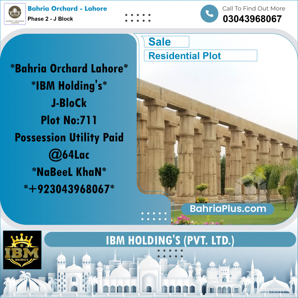 8 Marla Residential Plot for Sale in Phase 2 - J Block -  Bahria Orchard, Lahore - (BP-260944)