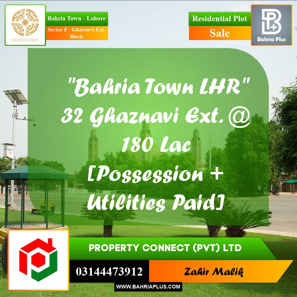 1 Kanal Residential Plot for Sale in Sector F - Ghaznavi Ext. Block -  Bahria Town, Lahore - (BP-260963)