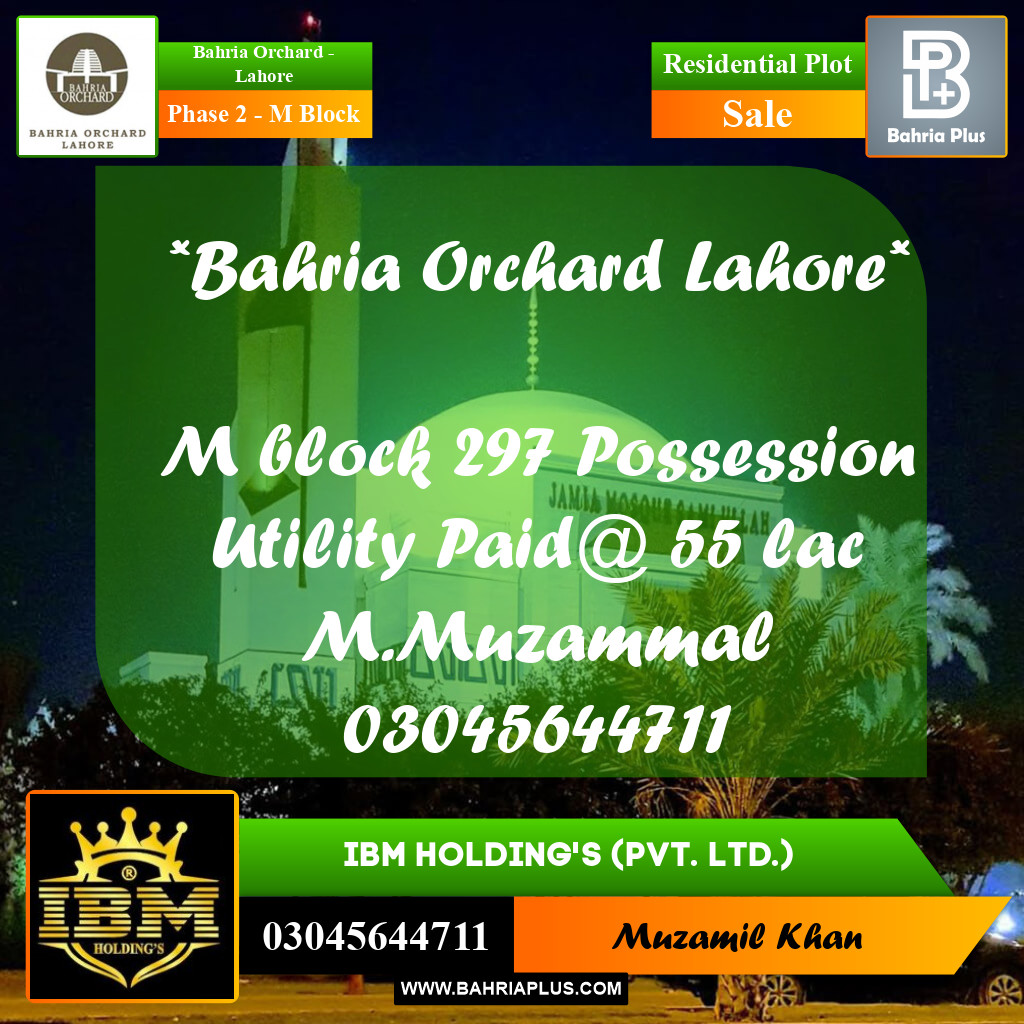 5 Marla Residential Plot for Sale in Phase 2 - M Block -  Bahria Orchard, Lahore - (BP-260988)