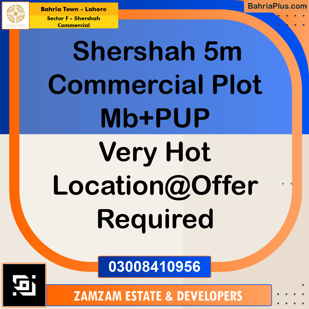 5 Marla Commercial Plot for Sale in Sector F - Shershah Commercial -  Bahria Town, Lahore - (BP-261001)