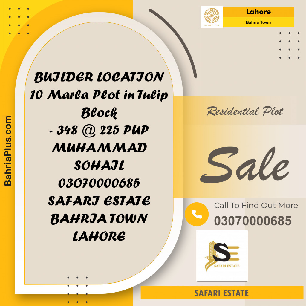Residential Plot for Sale in Bahria Town, Lahore - (BP-261055)