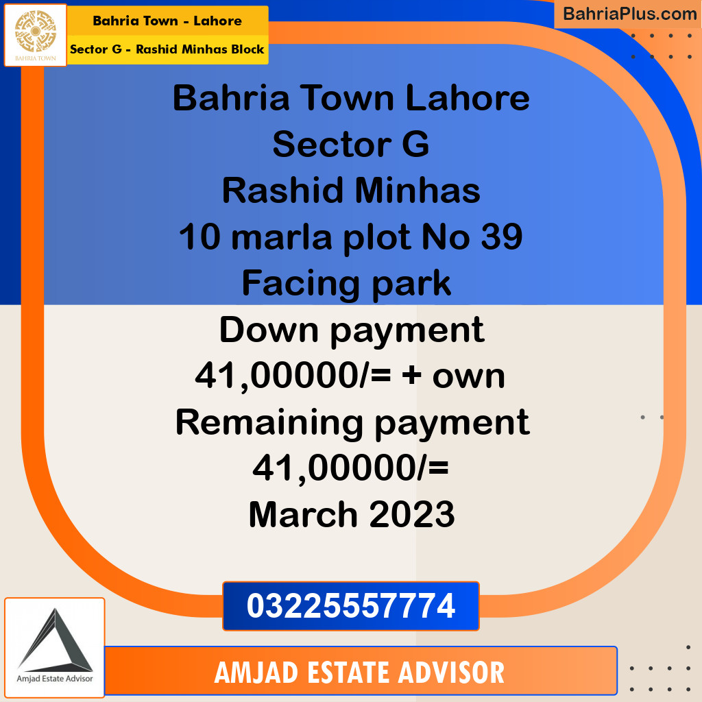 Residential Plot for Sale in Sector G - Rashid Minhas Block -  Bahria Town, Lahore - (BP-261068)