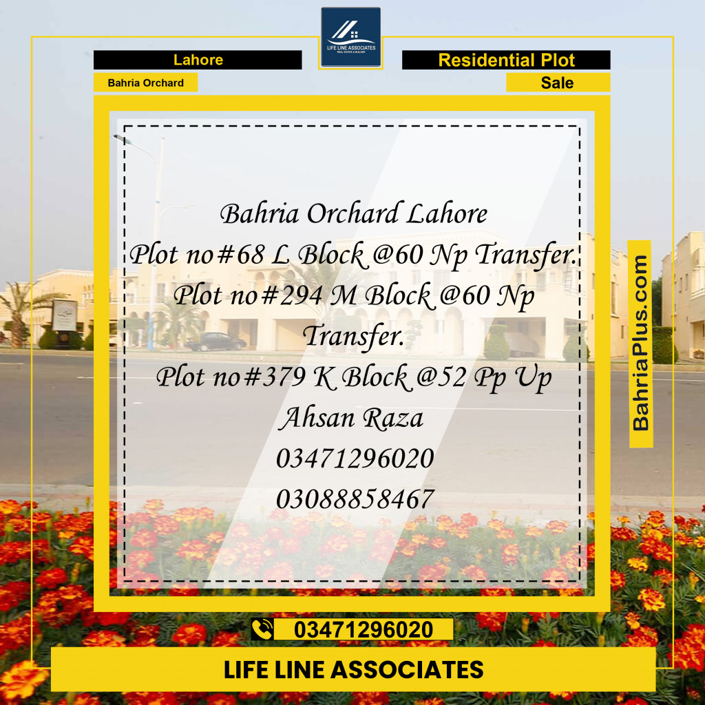 5 Marla Residential Plot for Sale in Bahria Orchard, Lahore - (BP-261072)