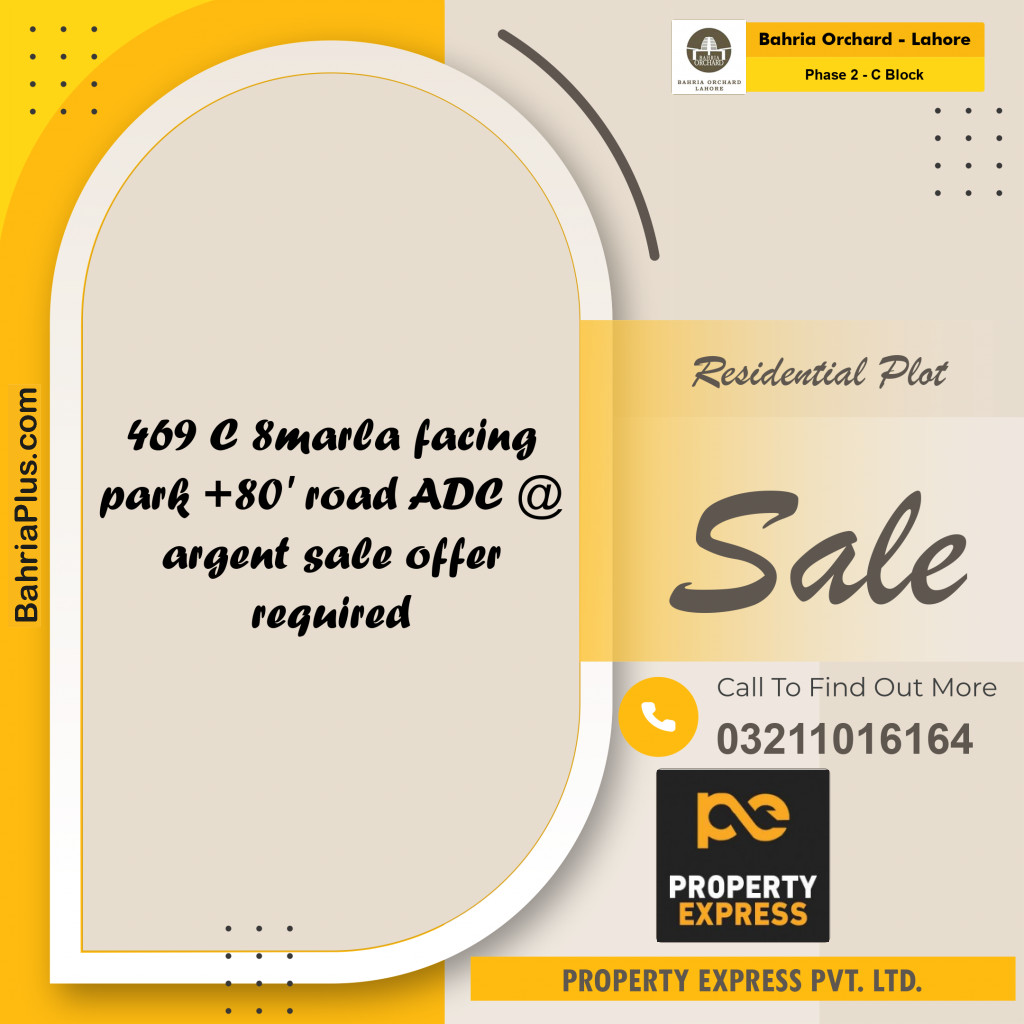 8 Marla Residential Plot for Sale in Phase 2 - C Block -  Bahria Orchard, Lahore - (BP-261093)