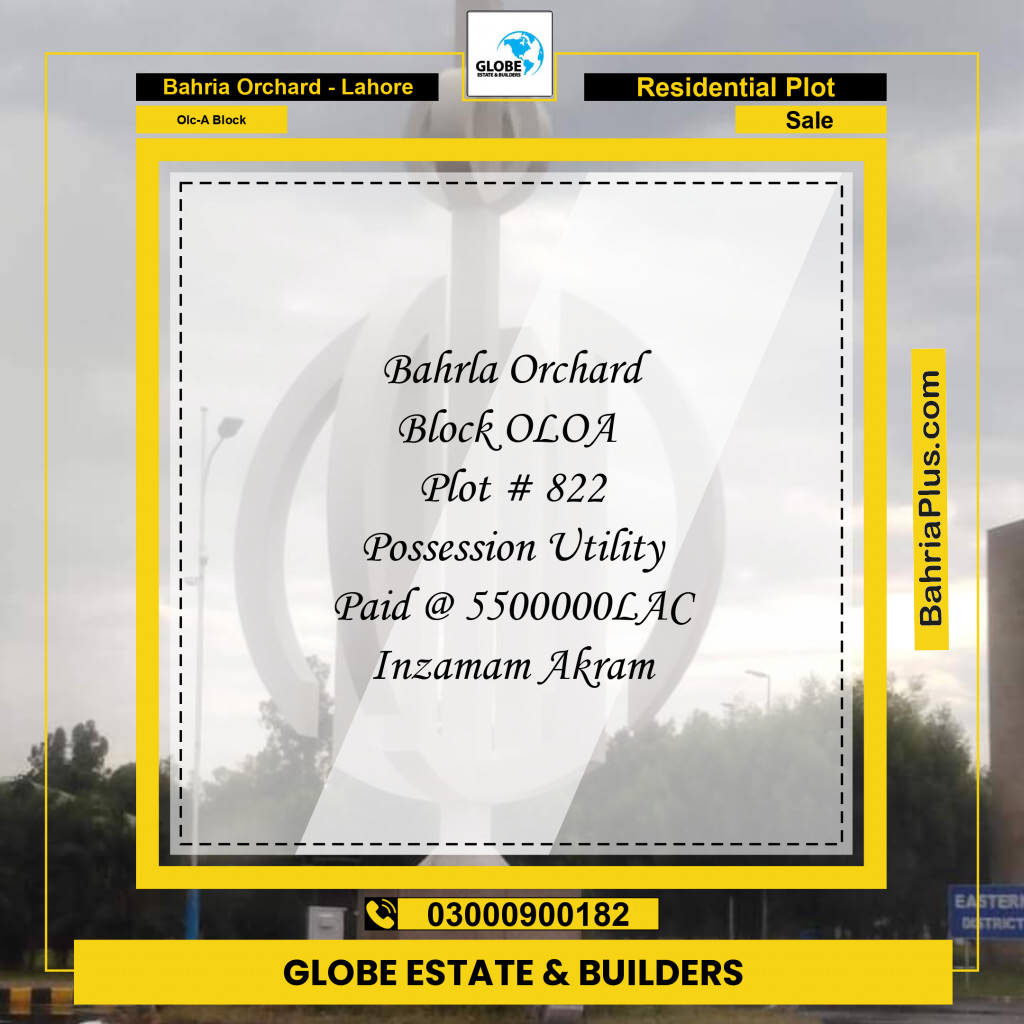 5 Marla Residential Plot for Sale in OLC-A Block -  Bahria Orchard, Lahore - (BP-261098)