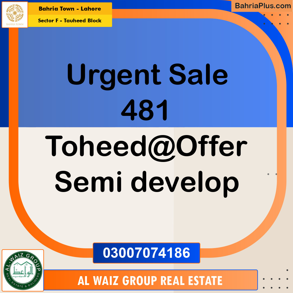 10 Marla Residential Plot for Sale in Sector F - Tauheed Block -  Bahria Town, Lahore - (BP-261134)