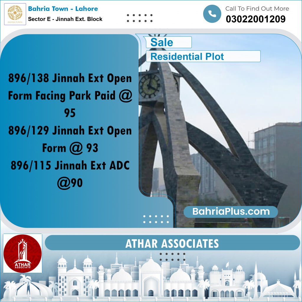 5 Marla Residential Plot for Sale in Sector E - Jinnah Ext. Block -  Bahria Town, Lahore - (BP-261157)