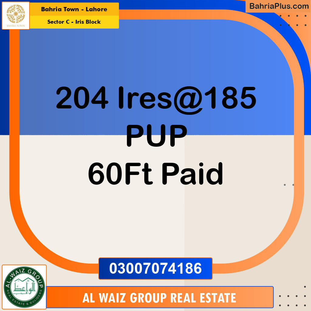 10 Marla Residential Plot for Sale in Sector C - Iris Block -  Bahria Town, Lahore - (BP-261177)